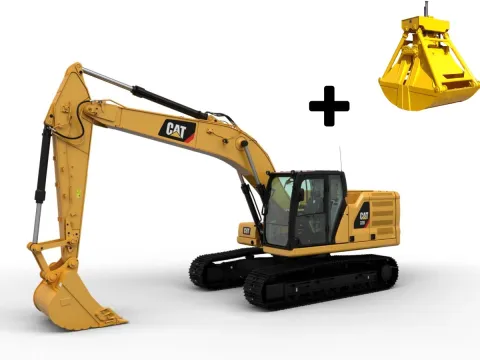 Гусеничный экскаватор Caterpillar 320 с грейфером в аренду с оператором