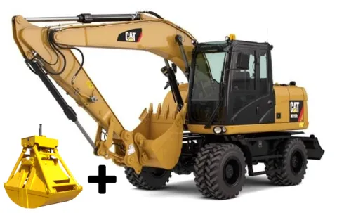 Колесный экскаватор с гидромолотом Caterpillar M317D2 в аренду с оператором