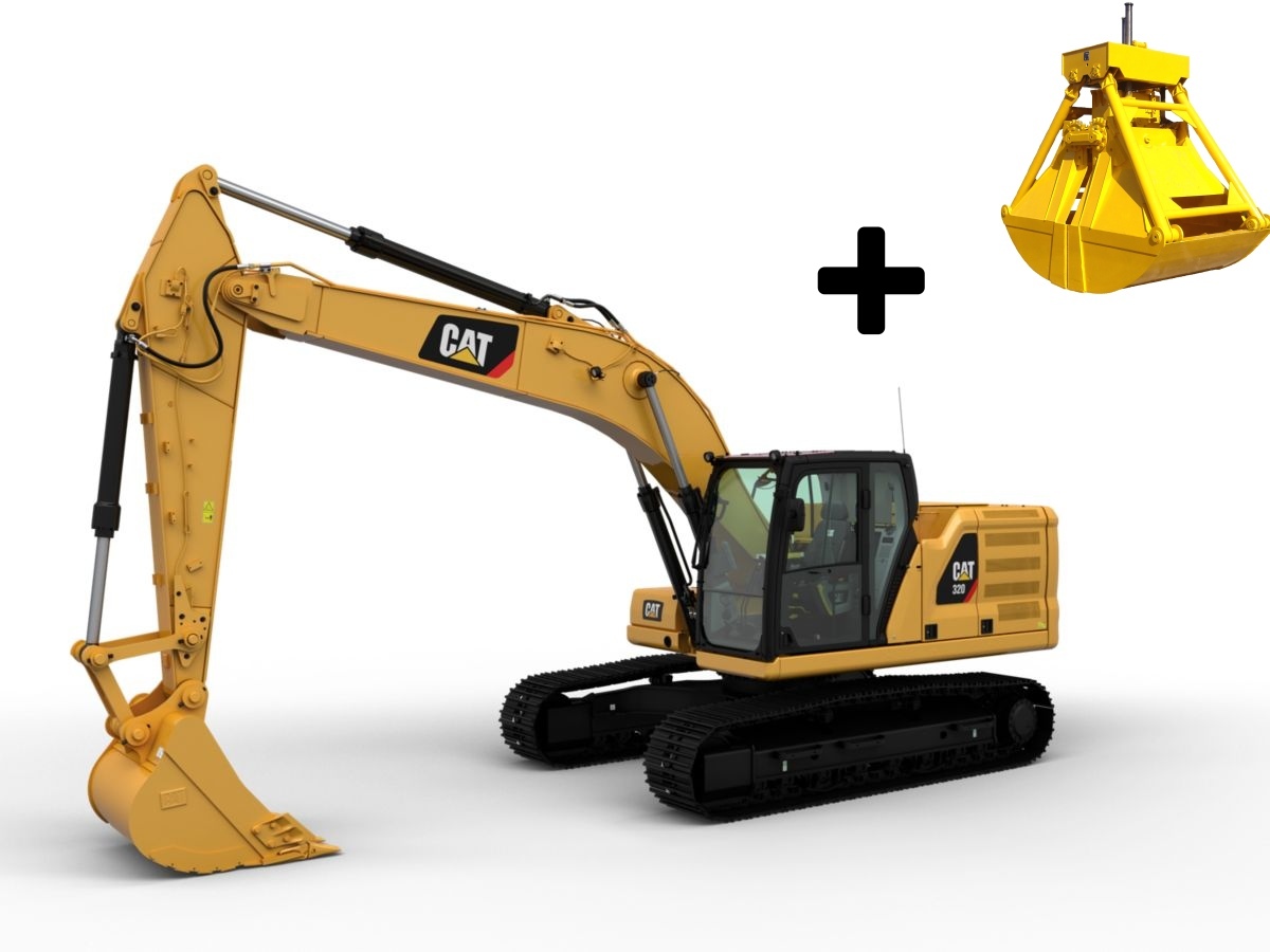 Гусеничный экскаватор Caterpillar 320 с грейфером в аренду с оператором
