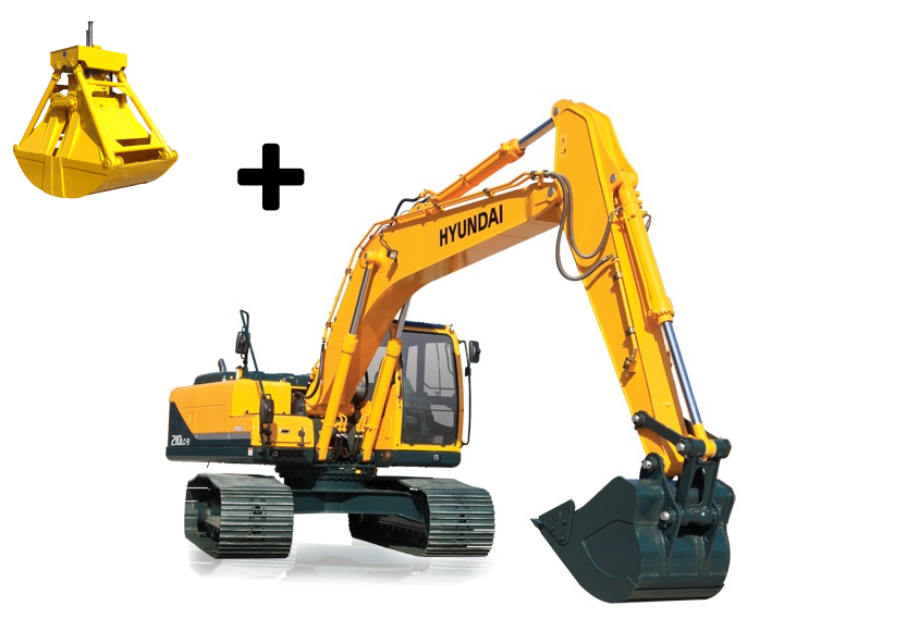 Гусеничный экскаватор Hyundai R210NLC-9S с грейфером в аренду с оператором