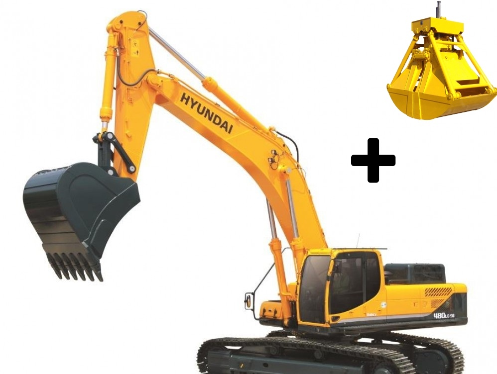 Гусеничный экскаватор Hyundai R480LC-9S с грейфером в аренду с оператором