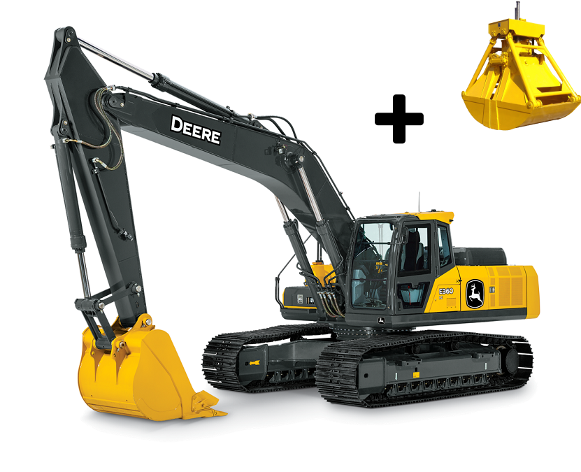 Гусеничный экскаватор John Deere E360LC с грейфером в аренду с оператором