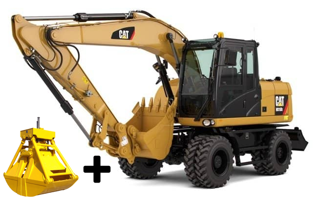 Колесный экскаватор Caterpillar M317D2 с грейфером в аренду с оператором