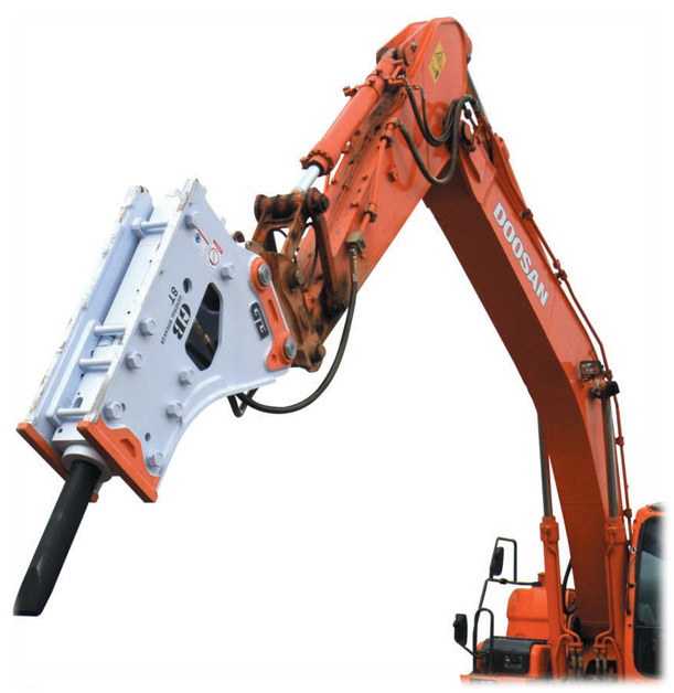Колесный экскаватор с гидромолотом DOOSAN DX55W в аренду с оператором