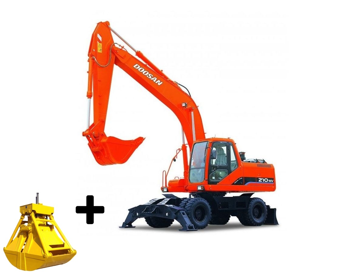 Колесный экскаватор DOOSAN S210W-V с грейфером в аренду с оператором