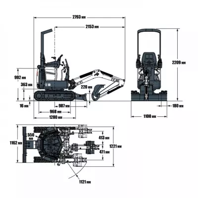 Мини-экскаватор BOBCAT E10 в аренду с оператором